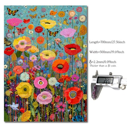Bgraamiens 1000 Piece Jigsaw Puzzles for Adults – Maximalism Poppies and Butterflies – Bold Floral Arrangement with Vibrant Insects – Challenging Nature-Themed Gift - color: Maximalism Poppies and Butterflies