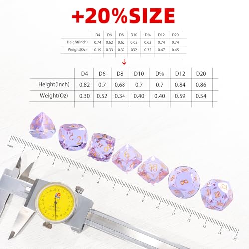7-Piece Diamond Cut Dice Set for Dungeons and Dragons (D&D) | RPG & Tabletop Games | Premium Gift Box & Durable Design - color: Zs-b