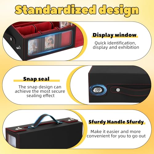 MTG Commander Deck Box with Handle, 6Removable Boxes,2-Row Case & Dice Tray | 9-in-1 Large Card Storage Box, Holds 1400+ Double-Sleeved Cards, Display Window,Mag Holders, Latch Closure,Fit TCG/EDH,Red - color: Red