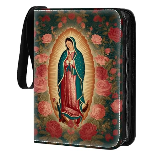Card Binder 400 Pockets, 50 Sleeves Large Binder Trading Cards Holder 4 Pocket, Storage Organizer, Album Folder Case Protector Collector Gift Flower Our Lady Of Guadalupe Virgin Mary - color: Flower Our Lady Of Guadalupe Virgin Mary, size: 4 Pocket