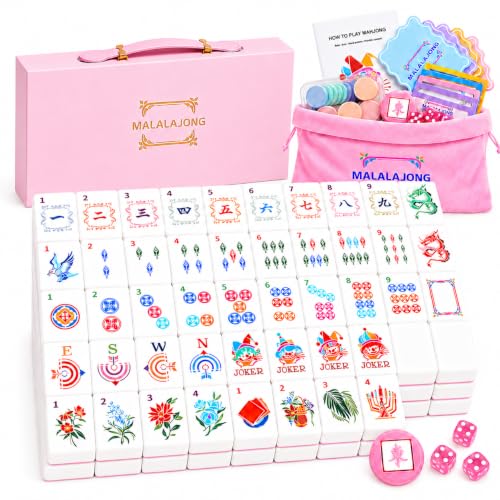 Pink American Mahjong Set, 168 Premium Melamine Tiles with 12 Jokers, Luxury Gift Box Mahjongg Set for Women, Moms & Grandmas, Portable Board Game for Girls’ Night & Weekly Clubs - color: Pink