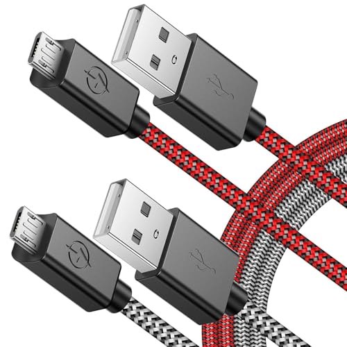 PS4 Controller Charger Cable 13FT – Flush Curved Connector Design for Snug Fit - 2 Pack Nylon Braided Long Micro USB Charging Cord Data Sync Wire Accessories for PlayStation Dualshock 4 Controller