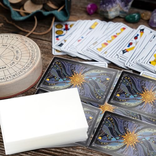 Maitys 300 Pack Clear Tarot Card Sleeves (72x122mm) 200μM Thick, Non-Glare Compatible with TCG & Board Game Cards