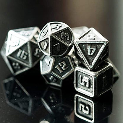 UDIXI Mini Metal DND Dice Set, 10mm Tiny Small Metal D&D Polyhedral Dice Set for Role Playing Games and Other Tabletop Game (Silver) | 7-Pieces, Lightweight, Velvet Drawstring Bag, for Dungeons and Dragons Role Playing Games Tabletop Games - color: Mini-s