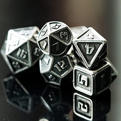 UDIXI Mini Metal DND Dice Set, 10mm Tiny Small Metal D&D Polyhedral Dice Set for Role Playing Games and Other Tabletop Game (Silver) | 7-Pieces, Lightweight, Velvet Drawstring Bag, for Dungeons and Dragons Role Playing Games Tabletop Games - color: Mini-s