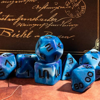 7PCS DND Dice Set Blue Polyhedral Dice Set for D&D Tabletop Games | Leather Storage Bag, DM Gift, for Dungeons and Dragons Role Playing Games - color: Camo-blue