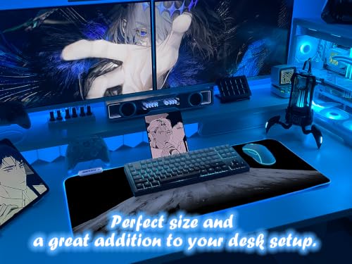 JMIYAV White RGB Gaming Mouse Pad 31.5x12 Inch PC XL Large Extended Glowing Led Light Up Desk Pad Non-Slip Rubber Base Computer Cute Mousepad Mat Desk Accessories Gaming Setup 89-4 - color: Monolith Peak