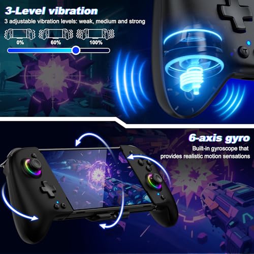 Gammeefy Switch Controller – Hall Effect Joysticks & Enhanced Grip – One Piece Switch Joypad Replacement Switch Pro Controller with 8-Color RGB Lighting, Turbo, Macros - Black, 6.2"/7" - color: Black, size: 6.2"/7"