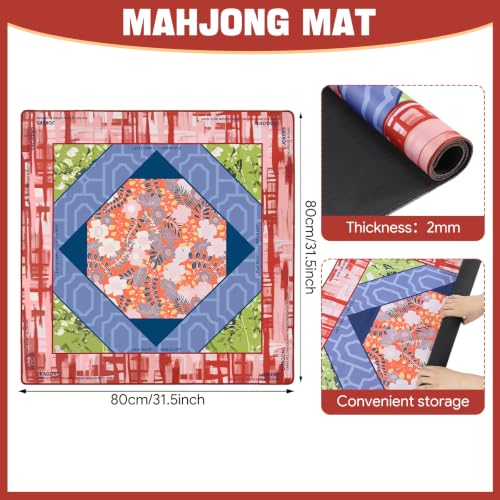 Drydiet Mahjong Mat for Table 31.5 x 31.5 Inch American Mahjong Mat with Carrying Bag, Non-Slip Noise Reduction Table Item for Family Poker Domino Board Game Night & Party Use(Sedona Floral) - style: Sedona Floral