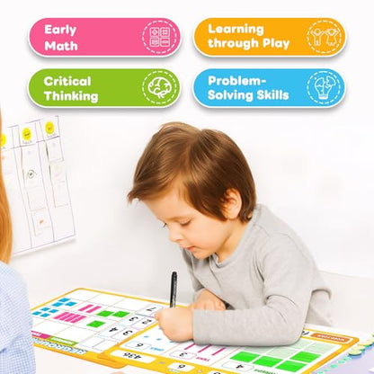 12 Packs Dry Erase Place Value Chart, Math Games for Kids Addition and Subtraction Flash Cards, White Board Math Manipulatives 1st 2nd 3rd Grade Teacher Classroom Must Haves Homeschool Supplie