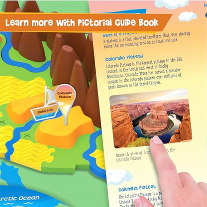 Imagimake Mapology Physical Features of USA, Geography Game for Kid Age 8+ | Educational 3D Jigsaw Puzzle, Learn Mountains, Rivers & Volcanoes, Birthday Gift for Boys & Girls Ages 8,9,10,11,12 Years Old - style: Physical Features of USA