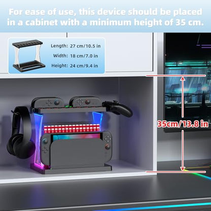 Auarte Switch 2 Accessories Organizer, Charging Dock | 5-In-1 Organizer Base, Holds Dock, 16 Game Card Case, 9 Game Cards Slot, Controller Holder