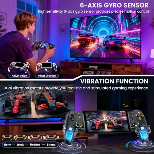 KICKDOT MC5000 Pro Controller for Switch 2/1/OLED & iPhone/Android – Hall Effect Joystick, Wireless Bluetooth Mobile Gaming Controller with RGB, Programmable Back Buttons, Extendable Design for Cloud Gaming (Xbox/Steam) - color: Black-Switch Layout