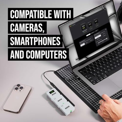 RØDE Wireless GO (Gen 3) – Compact Wireless Mic – Pristine Audio, 32-bit Float Recording, Automatic Level Control, for Phones, Cameras and Computers (White) | 32-Bit Float Onboard, Intelligent Gainassist, Series Iv 2.4ghz, 128-Bit Encryption, 260m Range -