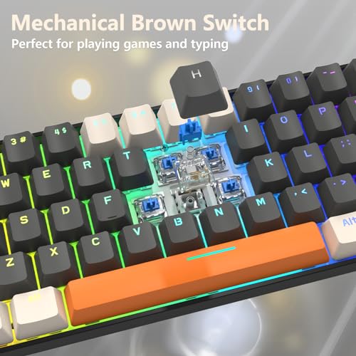 RK-T60 Wired 60% TKL Mechanical Gaming Keyboard Led Rainbow Backlight Ultra-Compact NKRO Linear Red Switch ABS Keycap RGB Honeycomb Mice Coiled Aviator Cable for Windows Laptop PS4/PC/WIN Gamer - color: Dark Gray/Blue Switch