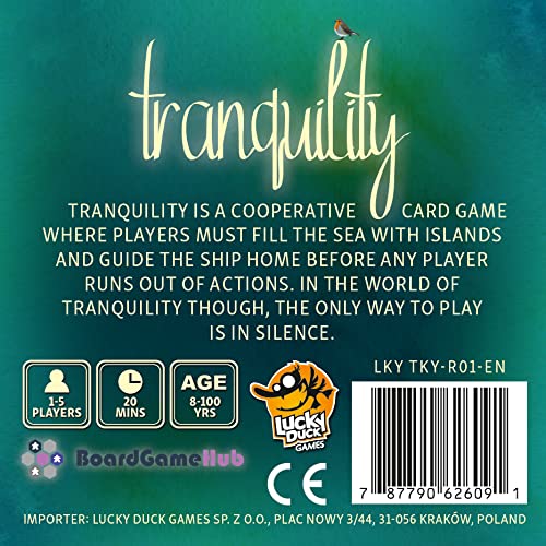 Tranquility Board Game - Set Sail for Paradise in This Silent Cooperative Adventure! Strategy Game, Family Game for Kids and Adults, Ages 8+, 1-5 Players, 15-20 Min Playtime, Made by Lucky Duck Games