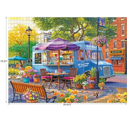RoseArt Kodak Premium City Food Truck 1000 Piece Jigsaw Puzzle | 26.625" x 19.25" Finished Size, Fully Interlocking Pieces, Bonus Poster Included, Made in USA