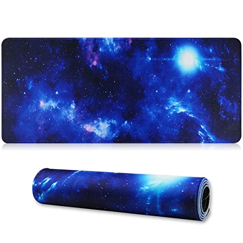 Large Gaming Mouse Pad with Stitched Edges,[27.5x11.8In] Extended Blue Space Mouse Pad with Non-Slip Natural Rubber Base for Gamer/Desktop/Office/Home 70x30 Bluespace04 - color: 70x30 Bluespace04
