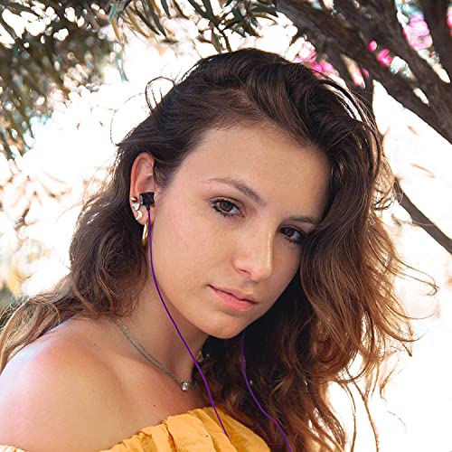 LUDOS Ultra Wired Earbuds in-Ear Headphones, 5 Years Warranty, Earphones with Microphone, Noise Isolating Ear Buds, Memory Foam for iPhone, Samsung, School Students, Kids, Women, Small Ears - Purple - color: Purple, style: 3.5 mm