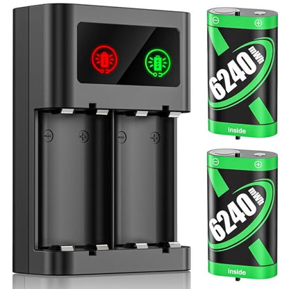 Rechargeable Battery Pack for Xbox Controller, 2x6240mWh Rechargeable Batteries Pack for Xbox One/Xbox Series X|S Xbox One S/Xbox One X/Xbox One Elite Controller Accessories Play and Charge Kit