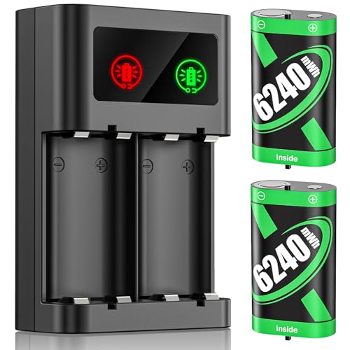 Rechargeable Battery Pack for Xbox Controller, 2x6240mWh Rechargeable Batteries Pack for Xbox One/Xbox Series X|S Xbox One S/Xbox One X/Xbox One Elite Controller Accessories Play and Charge Kit