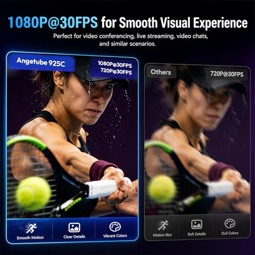Angetube 1080P Webcam for PC Web Camera with Dual Noise-Cancelling Mics | Autofocus Plug&Play USB Computer Camera for Laptop, Desktop, PC, Mac,Ideal for Meetings/Streaming/video calls/Zoom/Teams