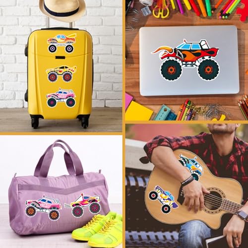 Monster Truck Sticker, Make Your Own Cartoon Car Stickers | 24 Sheets Monster Truck Craft Party Favors, Classroom Activities, Teacher Reward, Birthday Gift for Girls Boys - style: Monster Truck Sticker