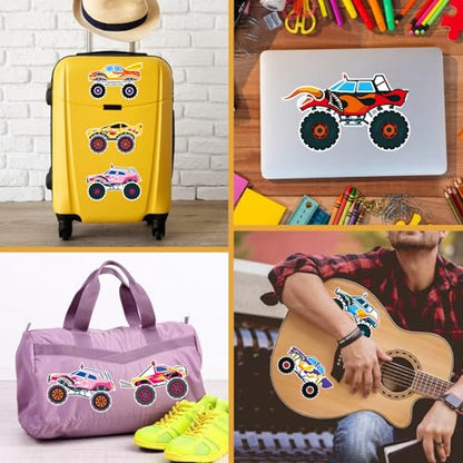 Monster Truck Sticker, Make Your Own Cartoon Car Stickers | 24 Sheets Monster Truck Craft Party Favors, Classroom Activities, Teacher Reward, Birthday Gift for Girls Boys - style: Monster Truck Sticker