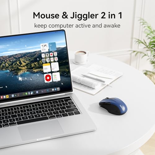 TECKNET Rechargeable Jiggler Wireless Mouse, Dual-Mode Connectivity, Blue | Silent USB A & Bluetooth Mouse, 6 Adjustable DPI, 6 Buttons, Ergonomic Design, Long Battery Life, Multi-Device Compatibility - color: Blue