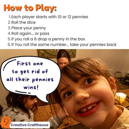 Creative Crafthouse Penny Drop Game – Travel Edition, Compact Dice Game for Family Fun, Made in USA - size: Travel
