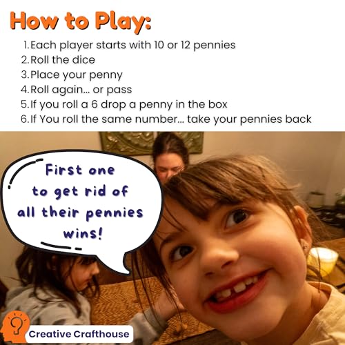Creative Crafthouse Penny Drop Game – Travel Edition, Compact Dice Game for Family Fun, Made in USA - size: Travel