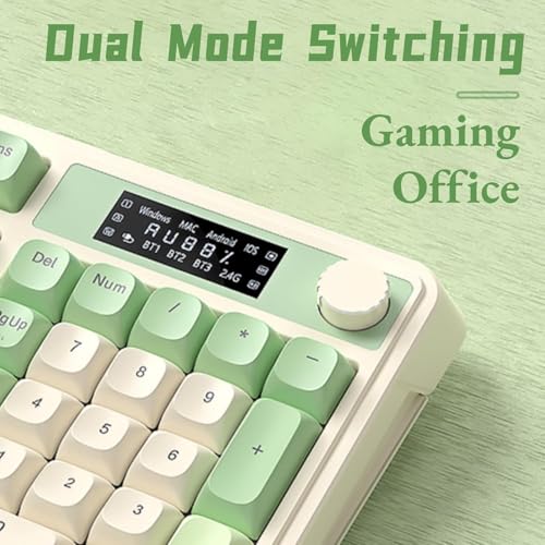 AULA S99 Pro Wireless Keyboard, Gaming Keyboards Media Knob Custom RGB Backlit, 3-Modes BT/2.4G/USB-C Membrane Cute Creamy Keyboard for Windows/MAC/PC Gamer - Blue White - color: Blue White