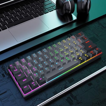 Snpurdiri 60 Percent Machanical Keyboard (Black-Grey, Red Switches) | Full Anti-Ghosting 60% Gaming Keyboard Rainbow Backlit for PC Gamer Office Business - color: Black Grey/Red Switch