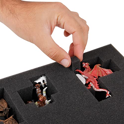 ENHANCE Miniature Figure Satchel - Compact Storage & Carrying Case for DnD Miniatures with Strap, 3 Foam Trays (2 Pre-Cut and 1 Pick & Pluck Tray) - Fits 20mm to 25mm Figures (Small - Standard Base) - size: Small (32 Slots), style: Standard Base Minis