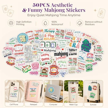 Purple Mahjong Mat for Table & 50PCS Stickers| Carrying Bag, Heavy Floral Mahjong Mats&2 Dices, Noise Reduction Non Slip Foldable, 31.5x31.5 Game Table Cover, for Playing Card, Board Tile Games - color: Purple