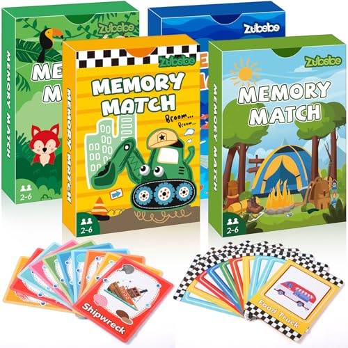 Zubebe 4 Sets Memory Matching Game for Kids Memory Match Fun Matching Game Educational Toys for Family Night, Party Favors, Classroom Prizes (Style 2) - style: Style 2