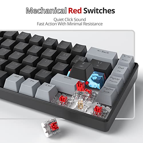 Owpkeenthy Portable 65% Percent Mechanical Gaming Keyboard, Mini Wired Ultra Compact RGB 68 Keys Office Keyboard with Red Switch Backlit for PC/PS5/XBOX(Dark/ 68 Red Switch) - color: Dark/ 68 Red Switch