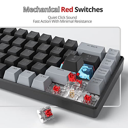Owpkeenthy Portable 65% Percent Mechanical Gaming Keyboard, Mini Wired Ultra Compact RGB 68 Keys Office Keyboard with Red Switch Backlit for PC/PS5/XBOX(Dark/ 68 Red Switch) - color: Dark/ 68 Red Switch