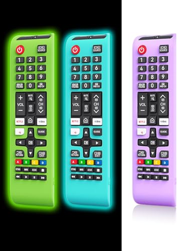 [Pack of 3] Protective Cover for Samsung TV Remote, Silicone Protective Case Compatible with Samsung Smart TV Remote BN59-01301A Bn59-01315A Bn59-01199F [Light Weight/Anti Slip/Shock Proof/Glowing]