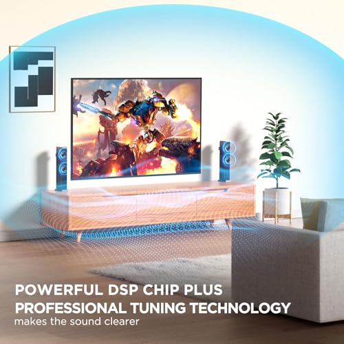 2.0 ch 100W Sound Bar for Smart TV, 2-in-1 Detachable Bluetooth 5.3 Speaker with 3 EQ Modes & Adjustable Bass - Home Theater Audio for Movies, Gaming, Music