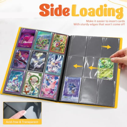 Trading Card Binder, 9 Pocket 20 Pages 360 Cards, Suitable for MTG, TCG(Yellow) - color: Yellow
