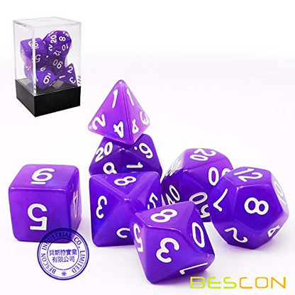 Bescon Moonstone Dice Set Purple Pearl, Bescon Polyhedral RPG Dice Set Moonstone Effect - color: Purple Pearl