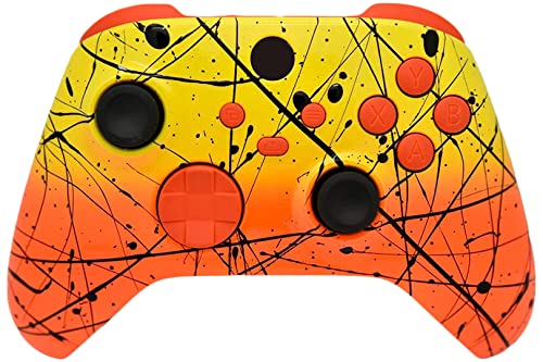 Hand Airbrushed Fade Custom Controller Compatible with Xbox Series X/S & Xbox One (Series X/S Orange & Yellow W/Orange Inserts) - color: Series X/S Orange & Yellow W/Orange Inserts