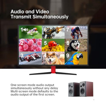 MT-VIKI 4K HDMI Multi-Viewer 9x1 w/IR Remote, 4K@30Hz Seamless HDMI Switcher 9 in 1 Out for PS4/PS5/Security Camera - size: 9x1 w/ IR Remote