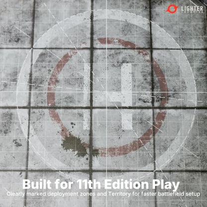 44'' x 60'' Battle Mat Gridded War-Gaming Mat for WH40K 11th Edition - Made of Synthetic Leather, 1.2mm Thickness (Adamant Bastion: Sector XI)