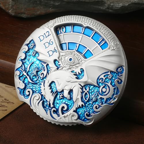 DND Dice DNDND Dragon Roulette Spinner D&D Dice 7-in-1 Spinner Metal DND Dice Set with Luxurious Gift Box for Dungeons and Dragon and Tabletop Game (Silver with Blue) - color: Dragon Silver Blue