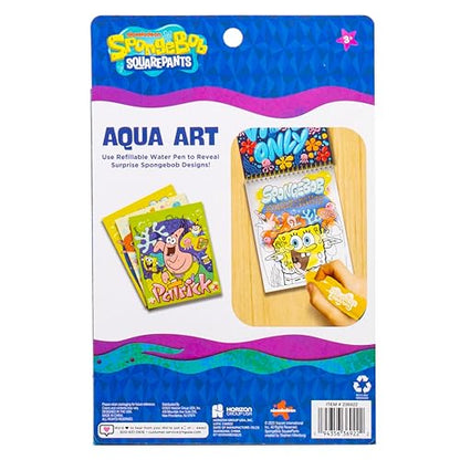 Spongebob Aqua Art, Mess-Free Water Reveal Coloring Book with Pen, No Mess Travel Activity Pad for Kids & Toddlers, Reusable Water Art Set, Preschool On-The-Go Toy, Mess Free Coloring for Toddlers - style: SpongeBob
