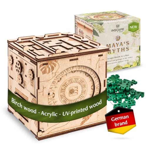 INSCAPE Maya´s Myths - Puzzle Box - Escape Room in A Box - Cluebox - Gift Puzzle Boxes for Adults with Hidden Compartments - Escape Room Puzzles Escape Room Game - Brain Teasers Puzzles for Adults | Wooden Brain Teaser With Hidden Compartments - Step By S