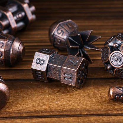 UDIXI Metal Dice Set D&D 7PCS RPG Polyhedral Metal DND Dice Set Copper | Bomb Shape, Solid Metal, Cool Design, Leather Pouch Packaging, for Dungeons and Dragons Role Playing Games Tabletop Games - color: Copper