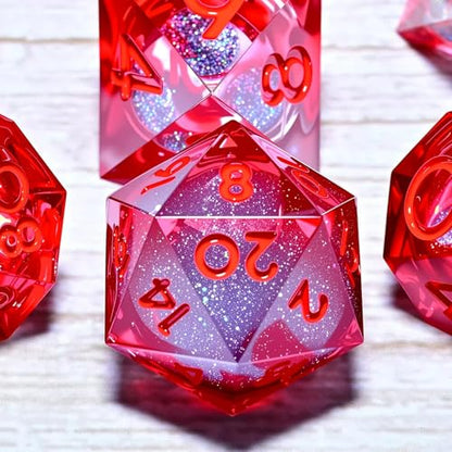 Resin Cat Head DND Dice, Sharp Edge Dungeons and Dragons Polyhedron Game Dice Set for Role Playing Games RPG Explorer Magic, Holiday Birthday Gifts Party Gifts - color: Big Red Quicksand-gray